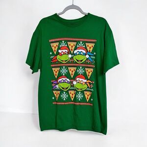 TMNT Teenage Mutant Ninja Turtles Graphic T-Shirt Christmas Ugly Sweater Men's L
